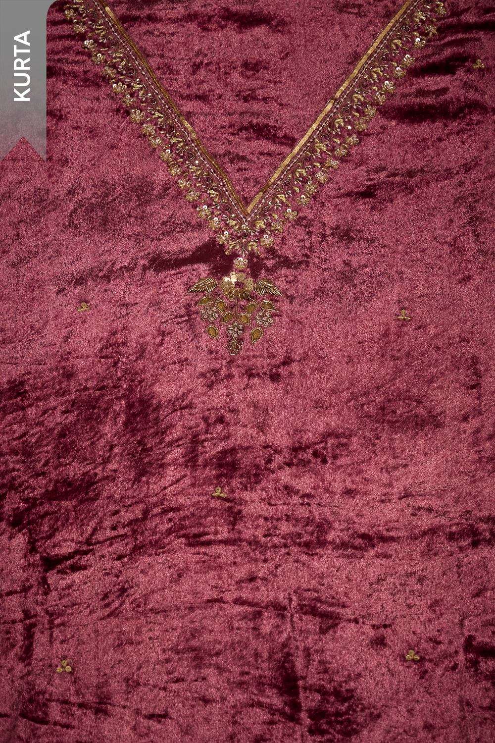 Violet Velvet Embroidered Unstitched Suit Set image number null