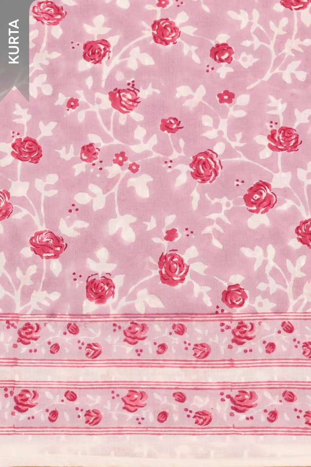 Purple Pure Cotton Printed Sanganeri Unstitched Suit Set thumbnail image number null