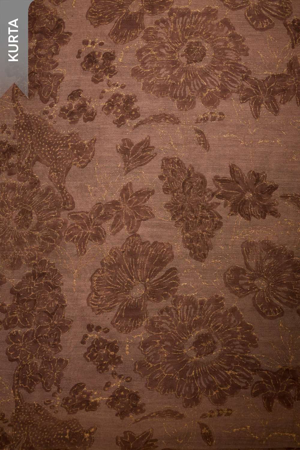 Brown Block Printed Pure Silk Cotton Unstitched Suit Set image number null