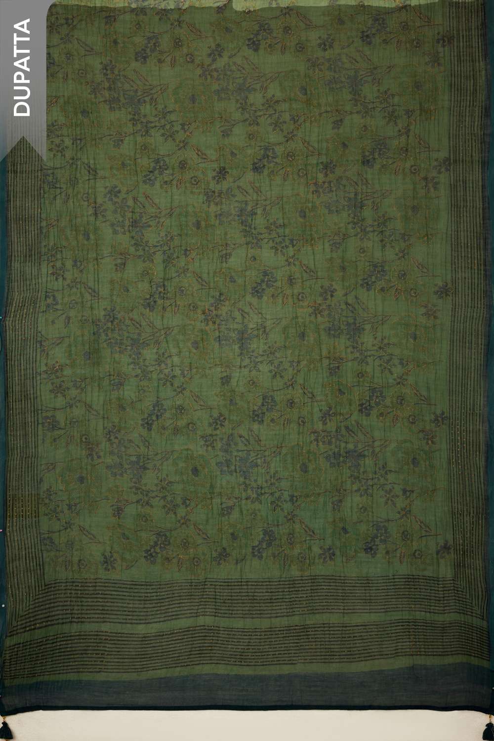 Blue Block Printed Pure Silk Cotton Unstitched Suit Set image number null