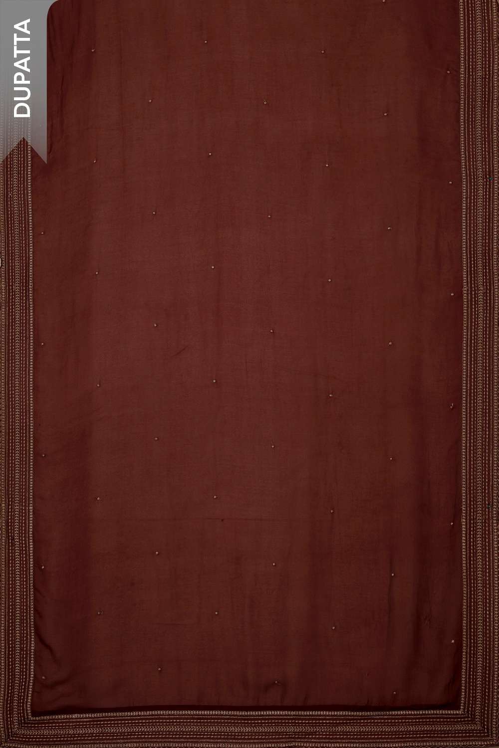 Brown Velvet Embroidered Unstitched Suit Set image number null