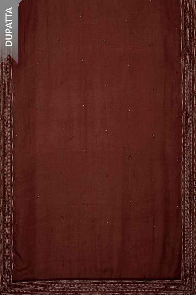 Brown Velvet Embroidered Unstitched Suit Set thumbnail image number null