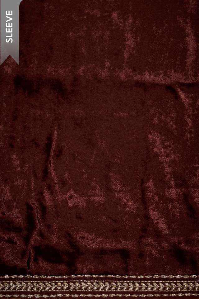 Brown Velvet Embroidered Unstitched Suit Set thumbnail image number null