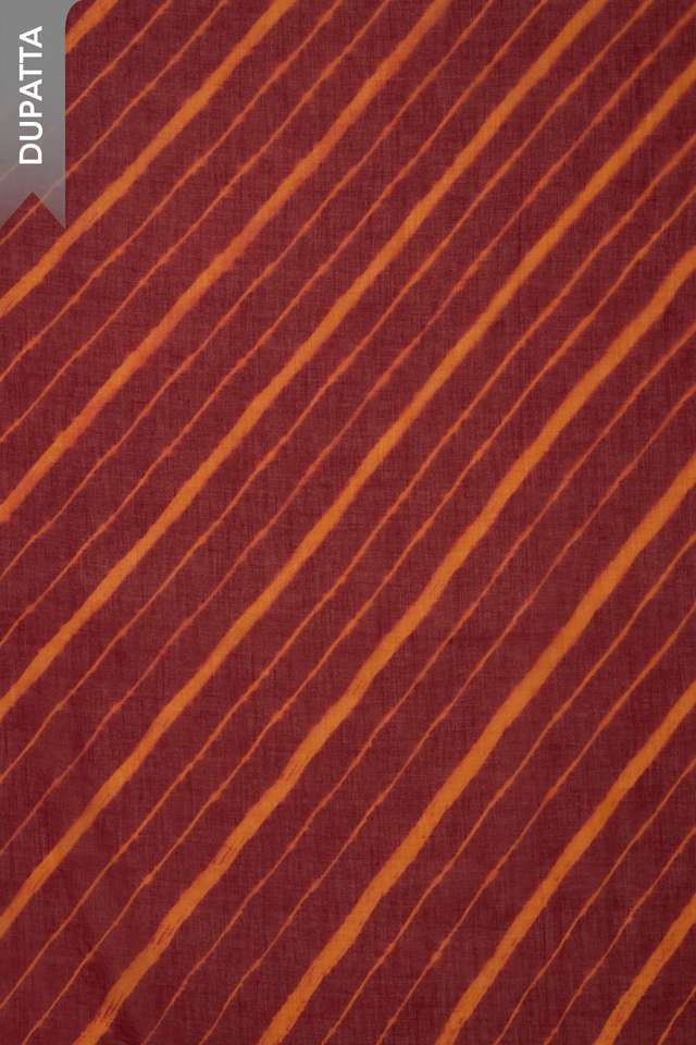 Dark Red Lambani Embroidered Pure Cotton Unstitched Suit Set thumbnail image number null