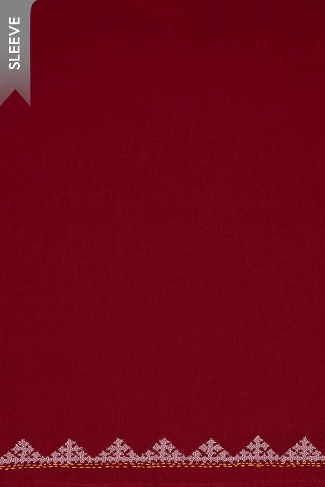Dark Red Lambani Embroidered Pure Cotton Unstitched Suit Set thumbnail image number null