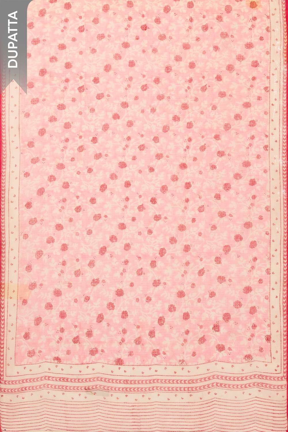 Light Pink Pure Silk Cotton Printed Sanganeri Unstitched Suit Set image number null