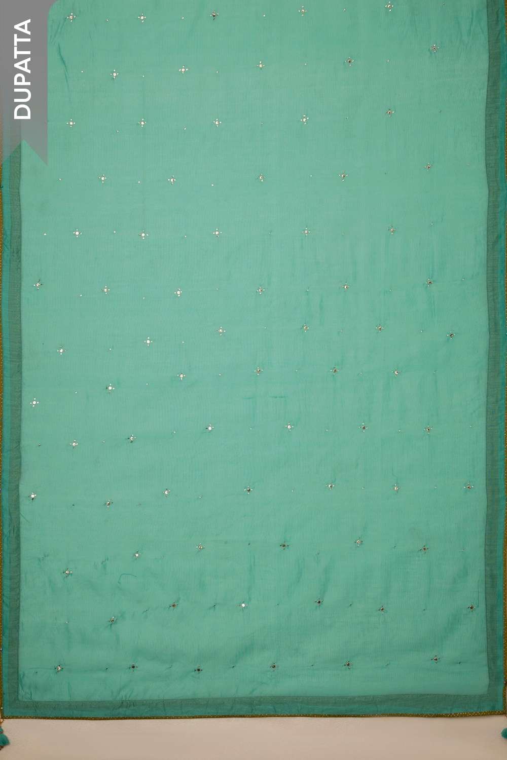Green Pure Silk Cotton Printed Mukaish Unstitched Suit Set image number null