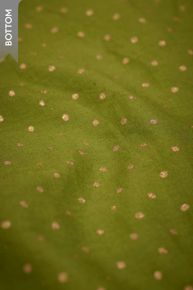 Green Pure Silk Cotton Printed Mukaish Unstitched Suit Set thumbnail image number null