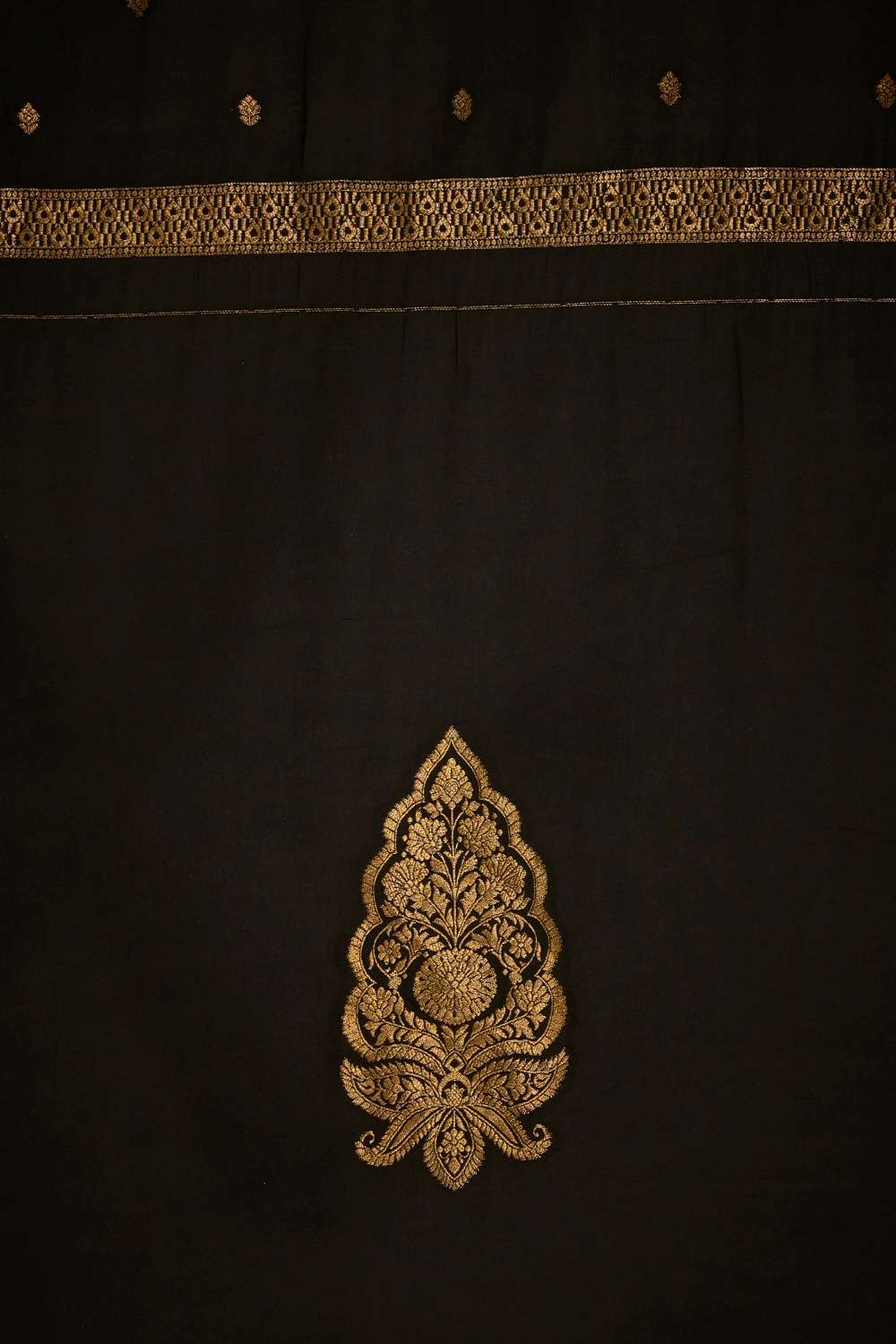 Black Viscose Cutwork Unstitched Suit Set image number null