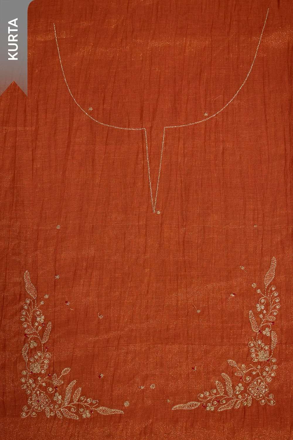 Orange Pure Tissue Cotton Embroidered Unstitched Suit Set image number null