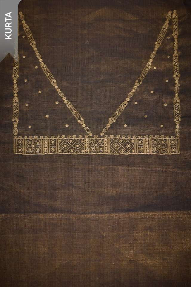 Gold Pure Tissue Cotton Embroidered Unstitched Suit Set thumbnail image number null