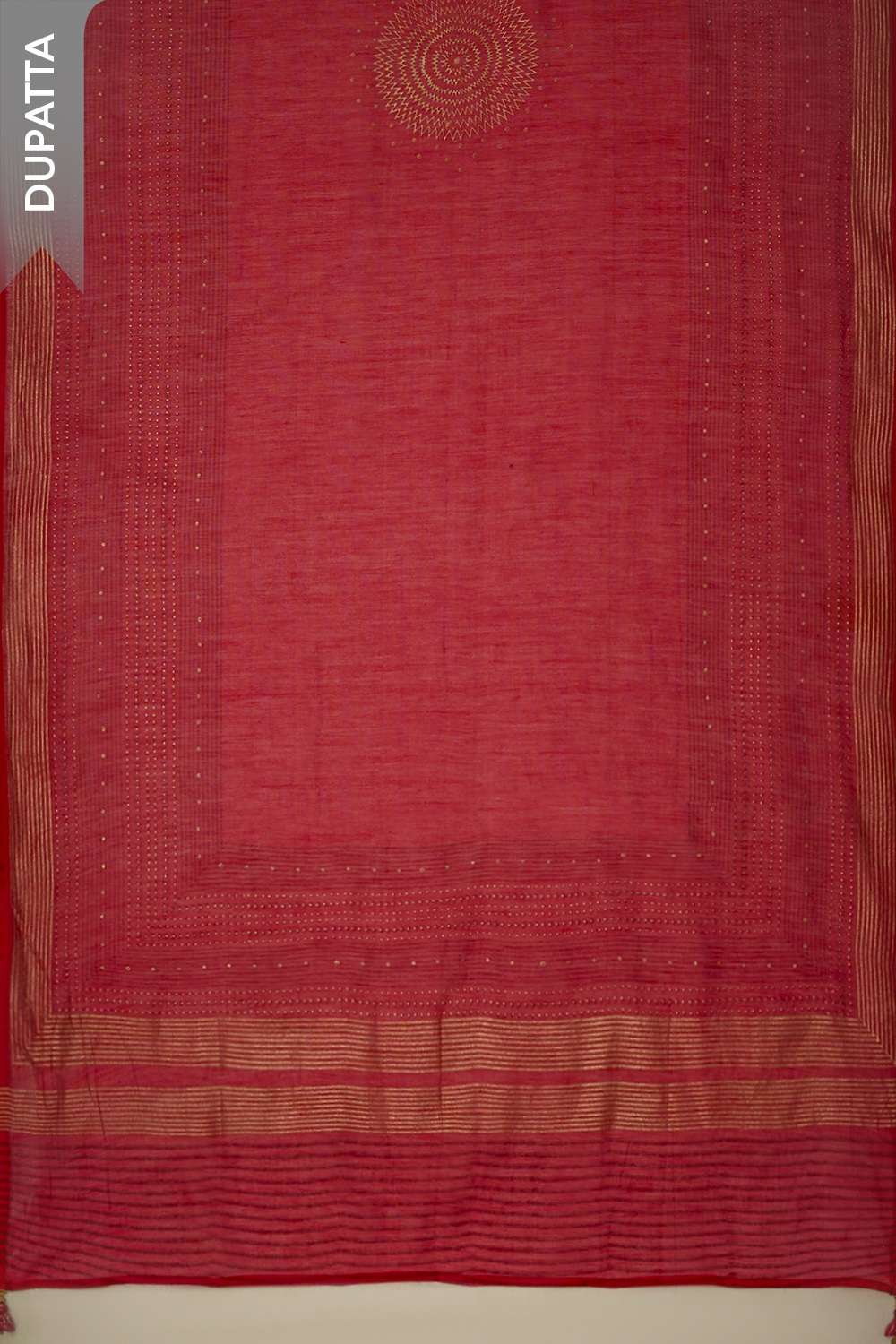 Dark Pink Pure Silk Cotton Block Printed Unstitched Suit Set image number null
