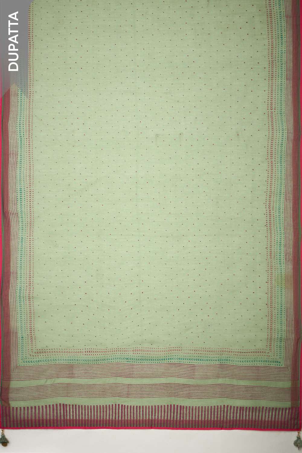 Light Green Block Printed Pure Silk Cotton Unstitched Suit Set image number null
