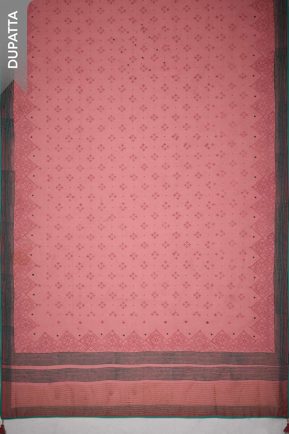 Pink Block Printed Pure Silk Cotton Unstitched Suit Set image number null