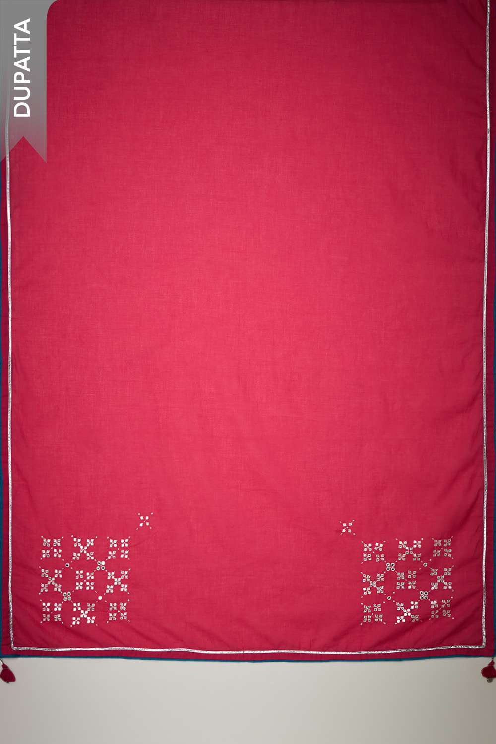 Dark Pink Screen Printed Pure Silk Cotton Unstitched Suit Set image number null