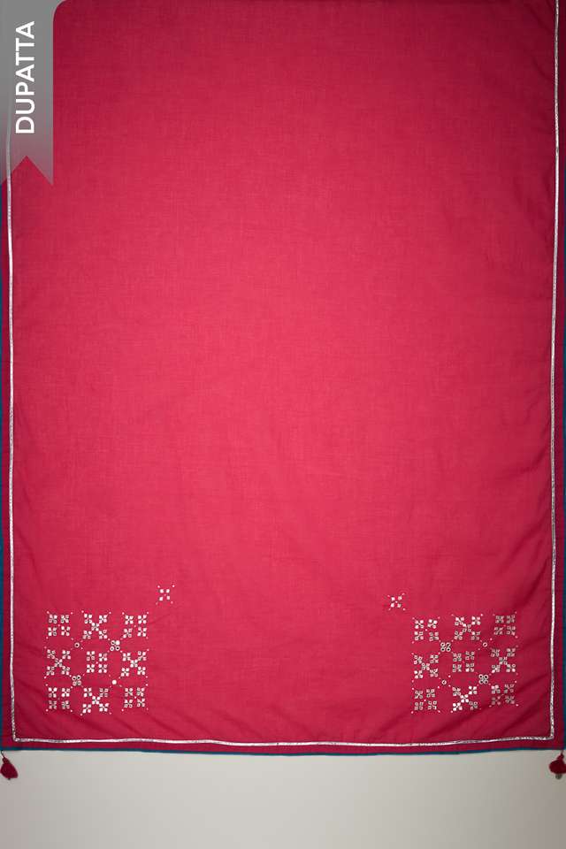 Dark Pink Screen Printed Pure Silk Cotton Unstitched Suit Set thumbnail image number null