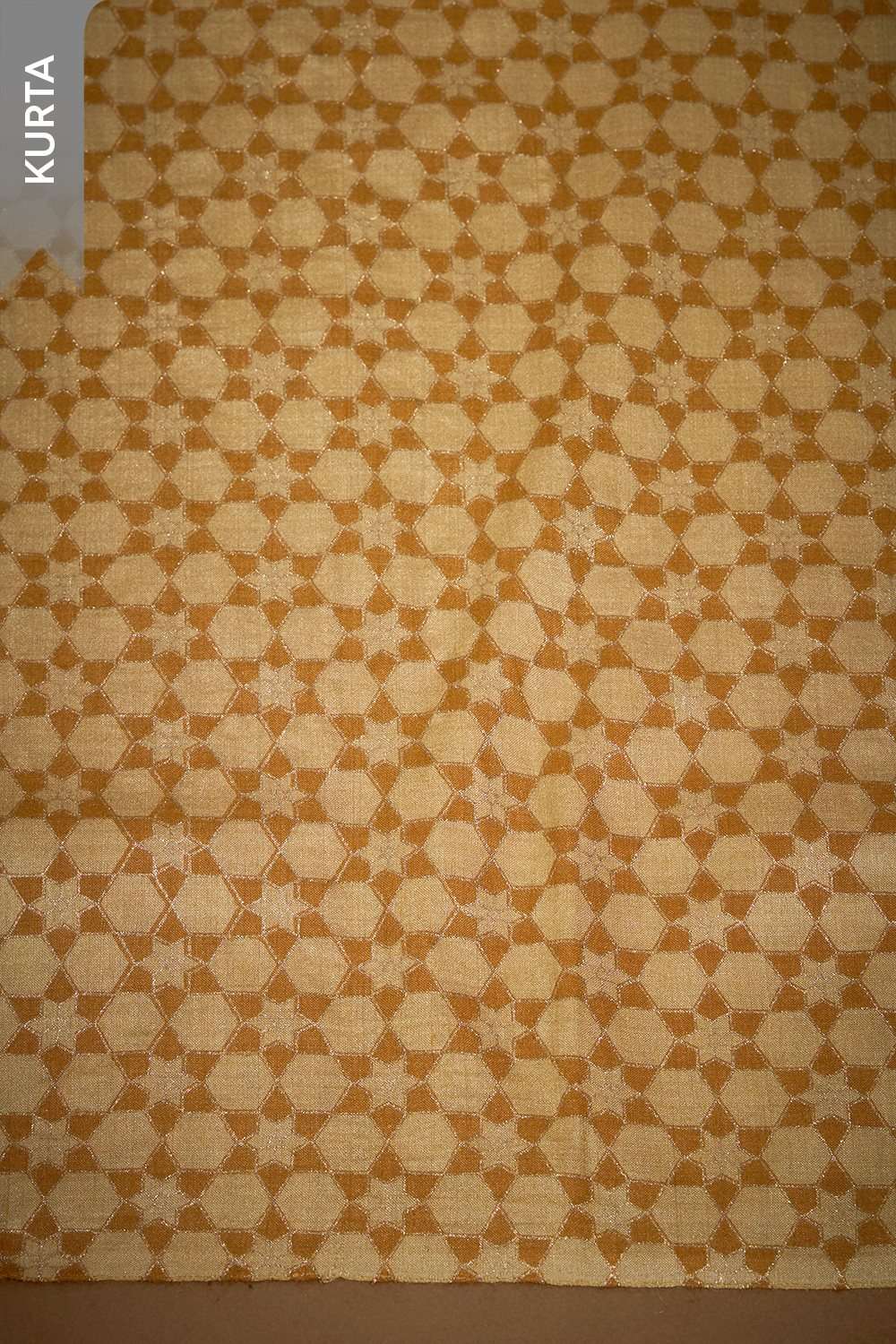 Yellow Screen Printed Pure Tussar Silk Unstitched Suit Set image number null