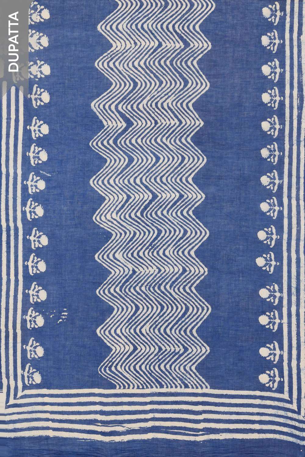 Blue Pure Cotton Dabu Block Printed Unstitched Suit Set image number null