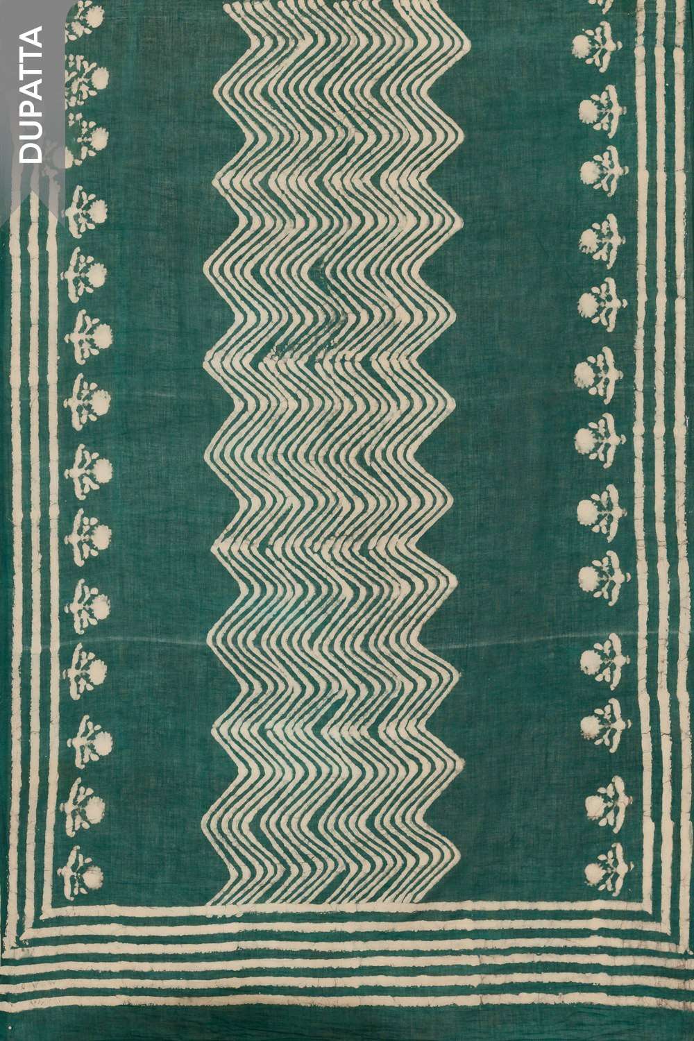 Green Pure Cotton Dabu Block Printed Unstitched Suit Set image number null