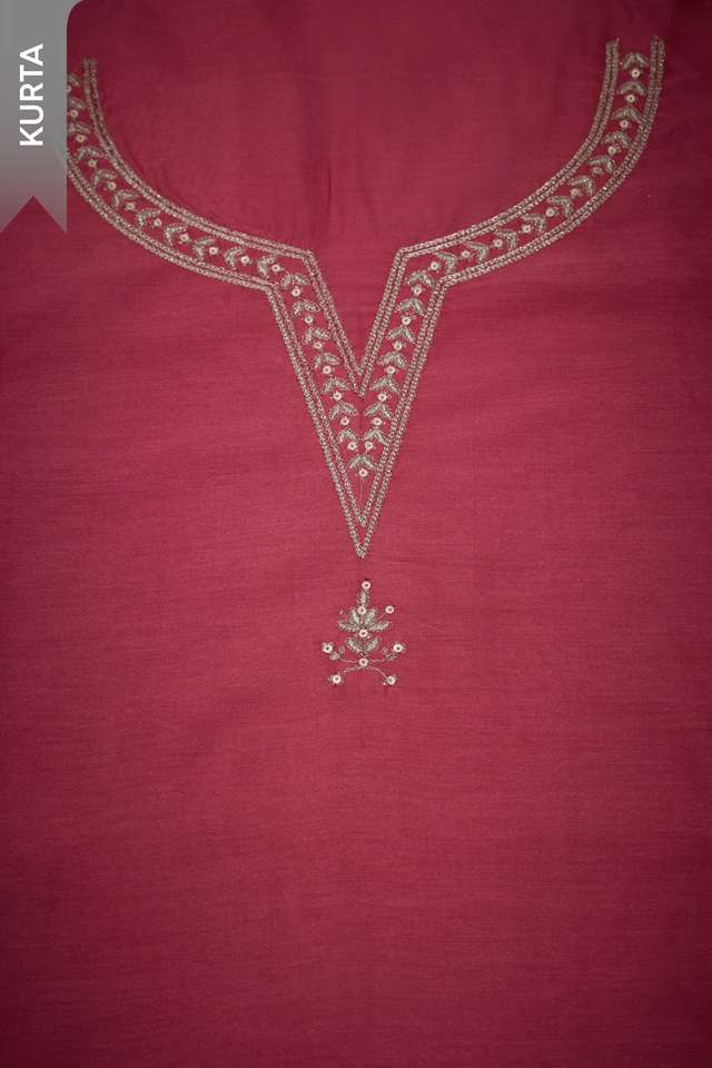 Pink Embroidered Pure Silk Cotton Unstitched Suit Set thumbnail image number null