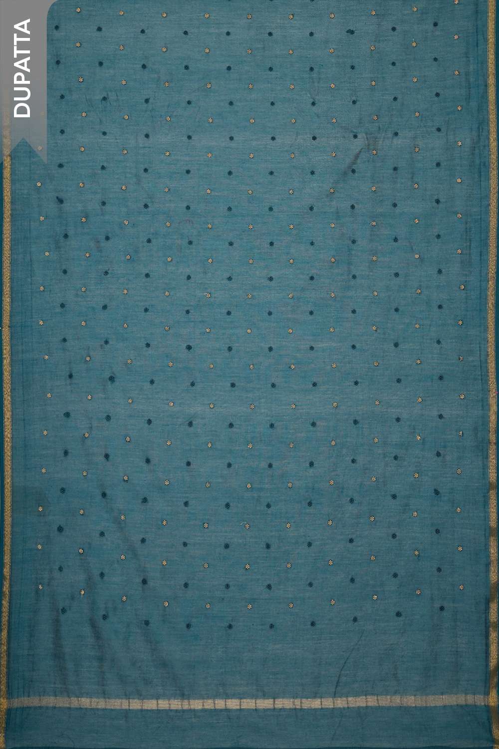 Blue Pure Silk Cotton Embroidered Unstitched Suit Set image number null