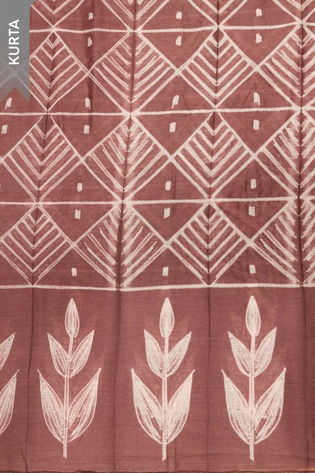 Brown Pure Silk Cotton Tie & Dye Shibori Unstitched Suit Set thumbnail image number null