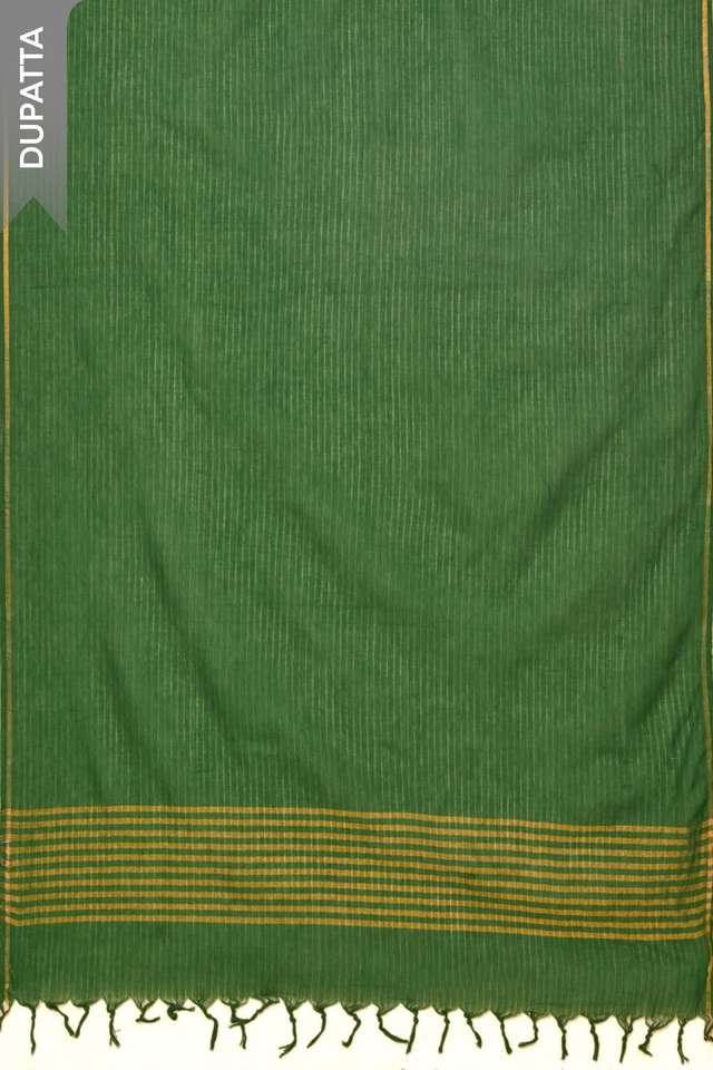 Dark Green Woven Pure Cotton Unstitched Suit Set thumbnail image number null