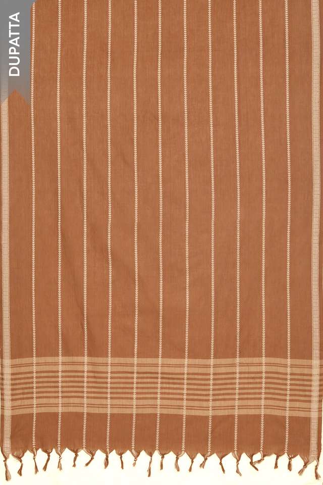 Brown Woven Pure Cotton Unstitched Suit Set thumbnail image number null