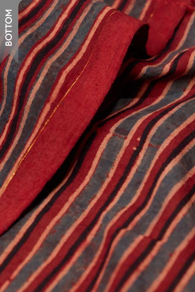 Dark Red Pure Cotton Ajrakh Unstitched Suit Set thumbnail image number null