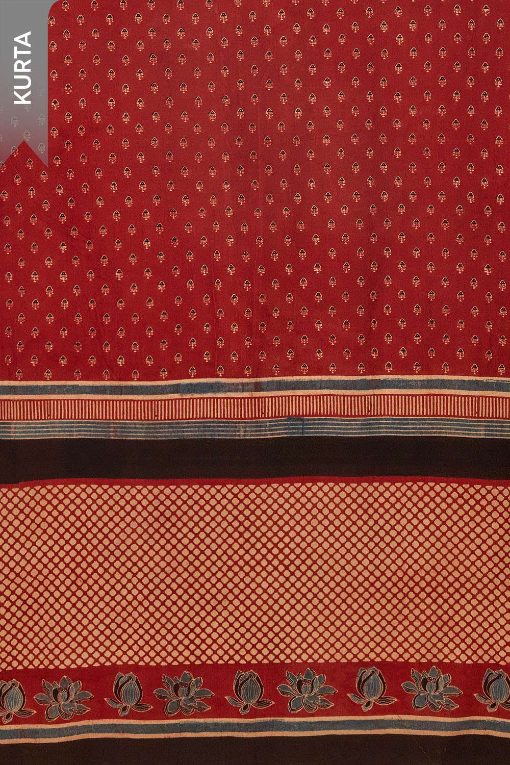 Dark Red Pure Cotton Ajrakh Unstitched Suit Set image number null