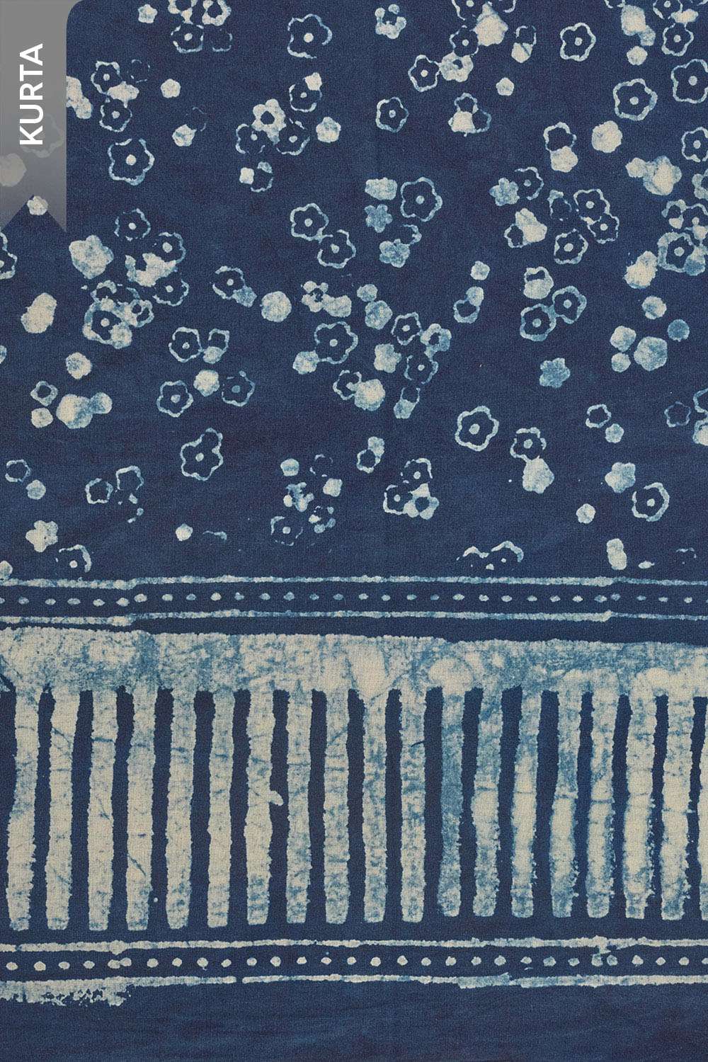 Blue Pure Cotton Dabu Block Printed Unstitched Suit Set image number null