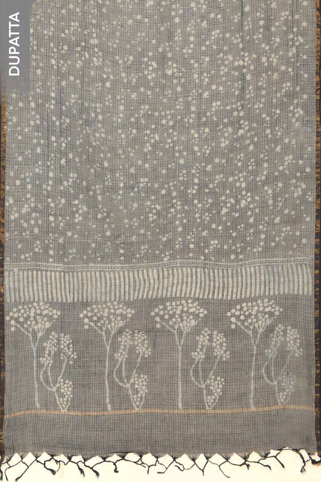 Blue Pure Cotton Dabu Block Printed Unstitched Suit Set thumbnail image number null