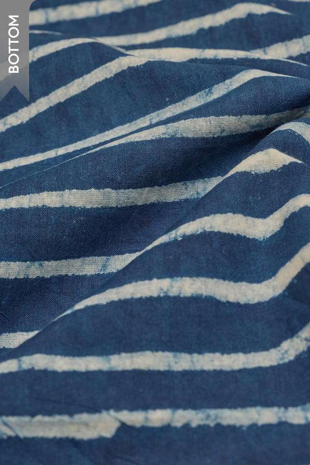 Blue Pure Cotton Dabu Block Printed Unstitched Suit Set thumbnail image number null
