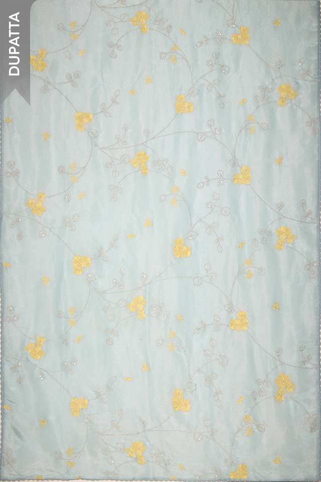 Light Blue Pure Viscose Embroidered Unstitched Suit Set thumbnail image number null