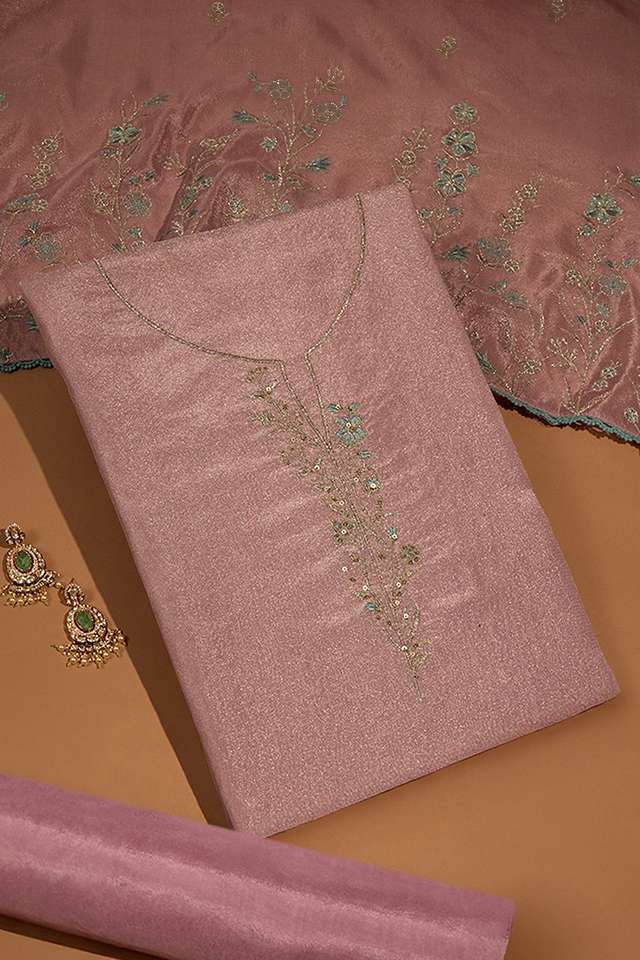 Violet Viscose Tissue Embroidered Unstitched Suit Set image number