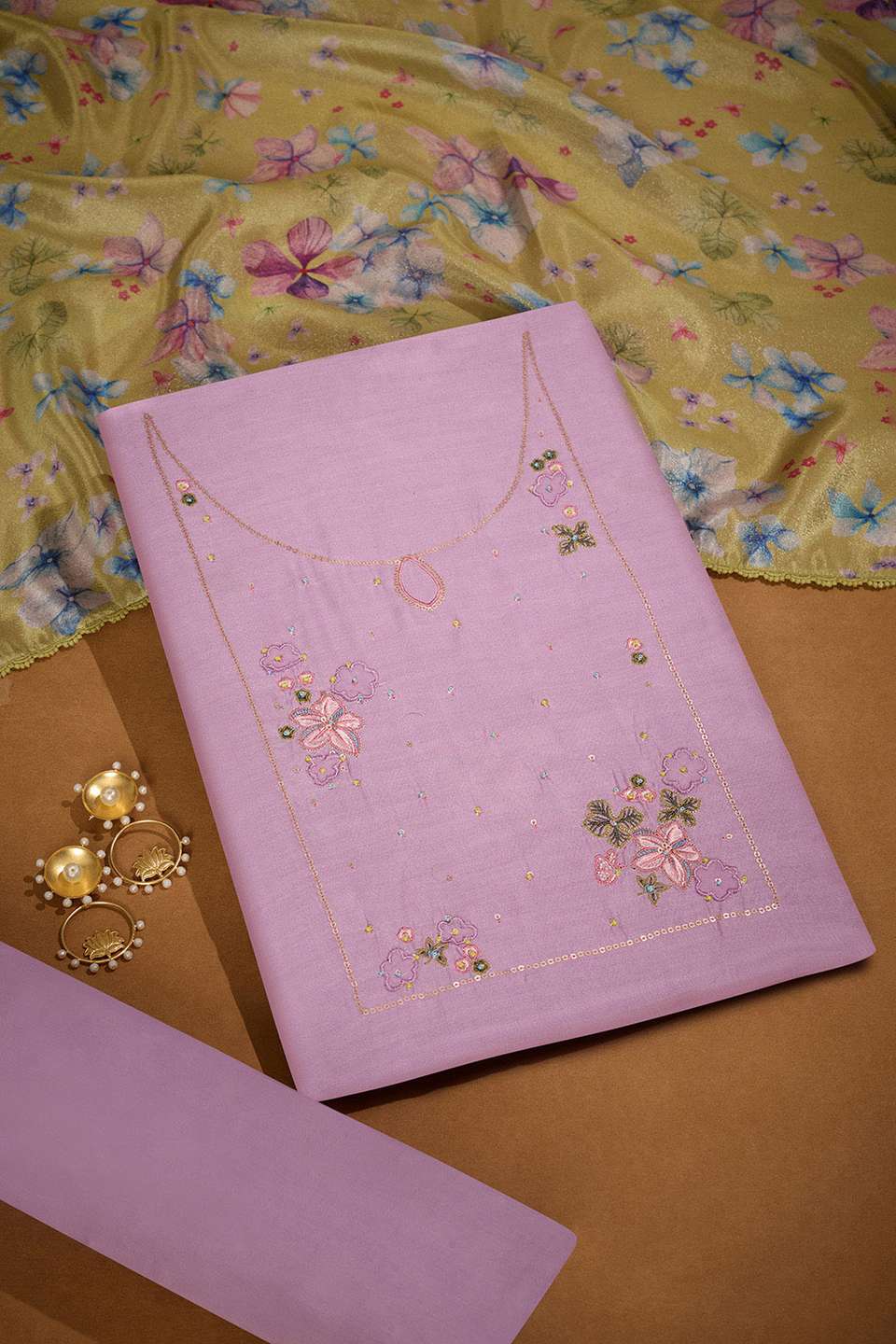 Purple Pure Viscose Embroidered Unstitched Suit Set