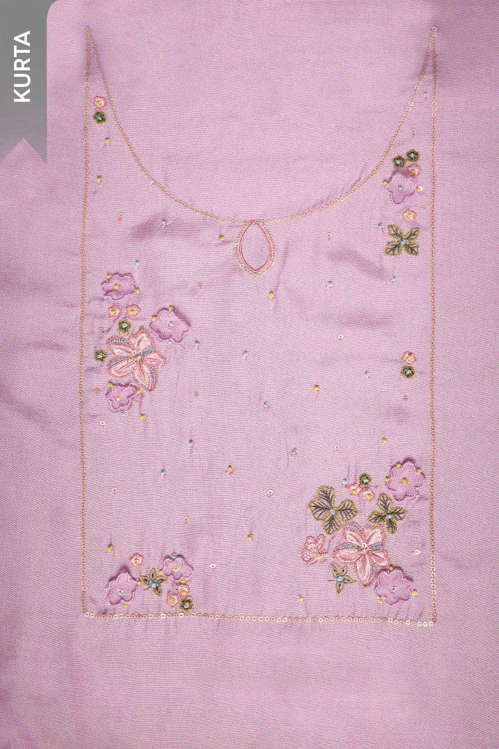 Purple Pure Viscose Embroidered Unstitched Suit Set image number null