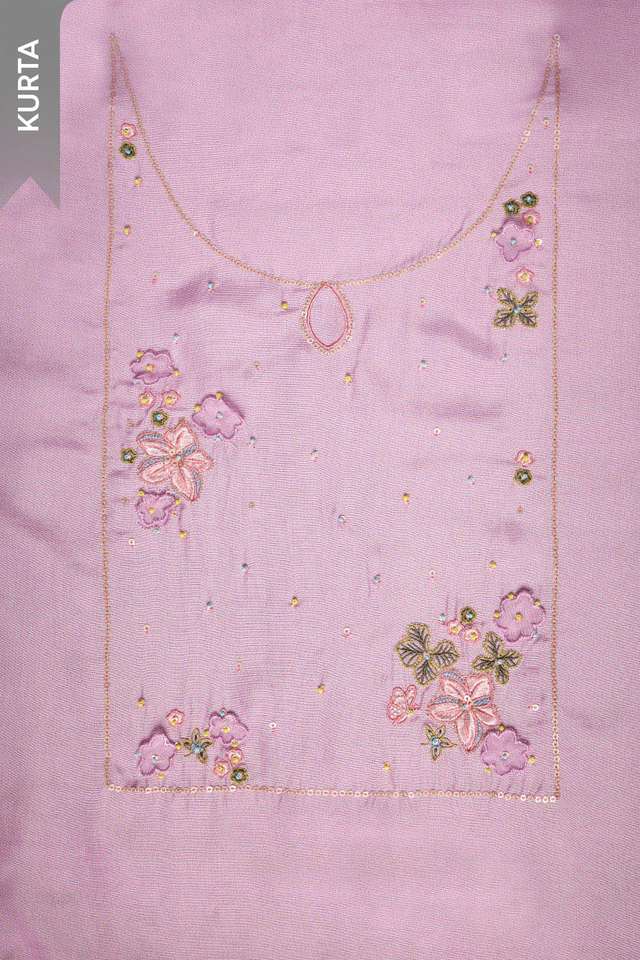 Purple Pure Viscose Embroidered Unstitched Suit Set thumbnail image number null