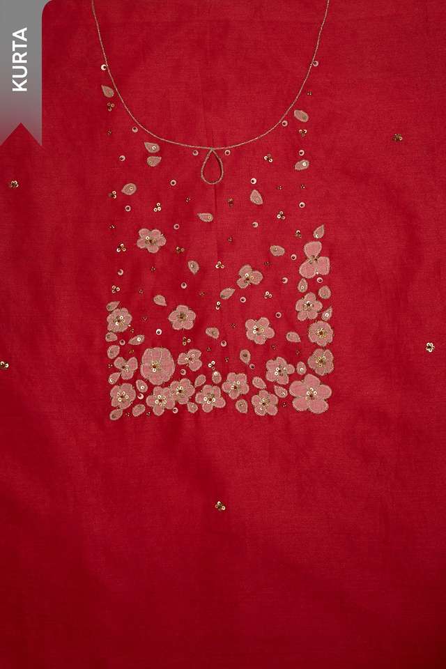 Pink Pure Silk Cotton Embroidered Unstitched Suit Set thumbnail image number null