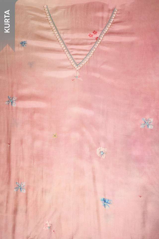 Pink Pure Viscose Embroidered Unstitched Suit Set thumbnail image number null