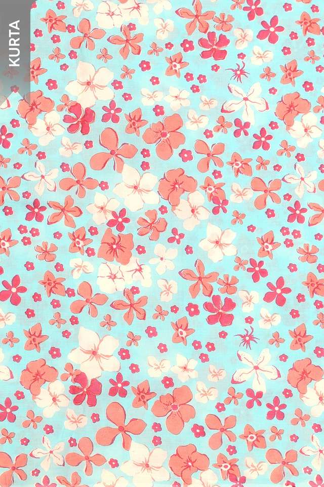 Light Blue Pure Cotton Screen Printed Unstitched Suit Set thumbnail image number null