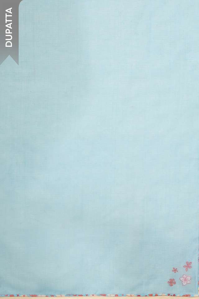 Light Blue Pure Cotton Screen Printed Unstitched Suit Set thumbnail image number null