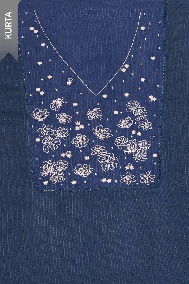 Blue Pure Cotton Embroidered Unstitched Suit Set thumbnail image number null