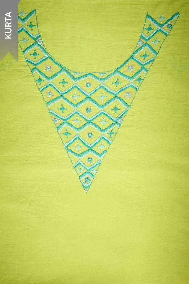 Light Green Pure Cotton Embroidered Unstitched Suit Set thumbnail image number null