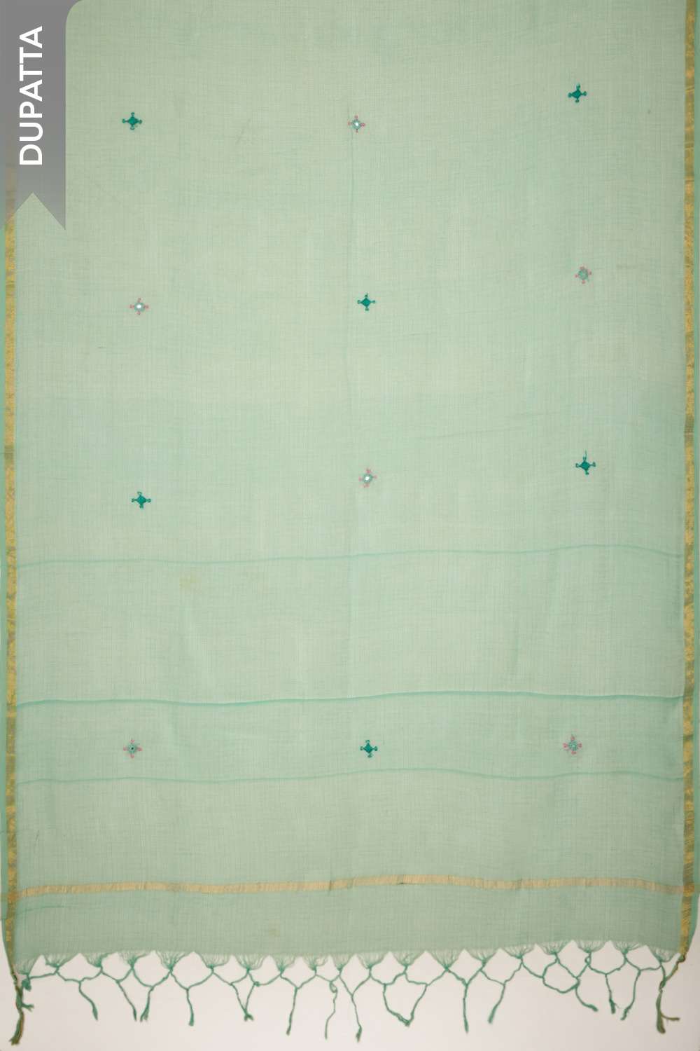 Light Green Pure Cotton Embroidered Unstitched Suit Set image number null