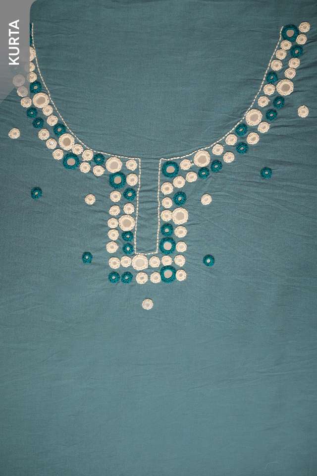 Blue Pure Cotton Embroidered Unstitched Suit Set thumbnail image number null