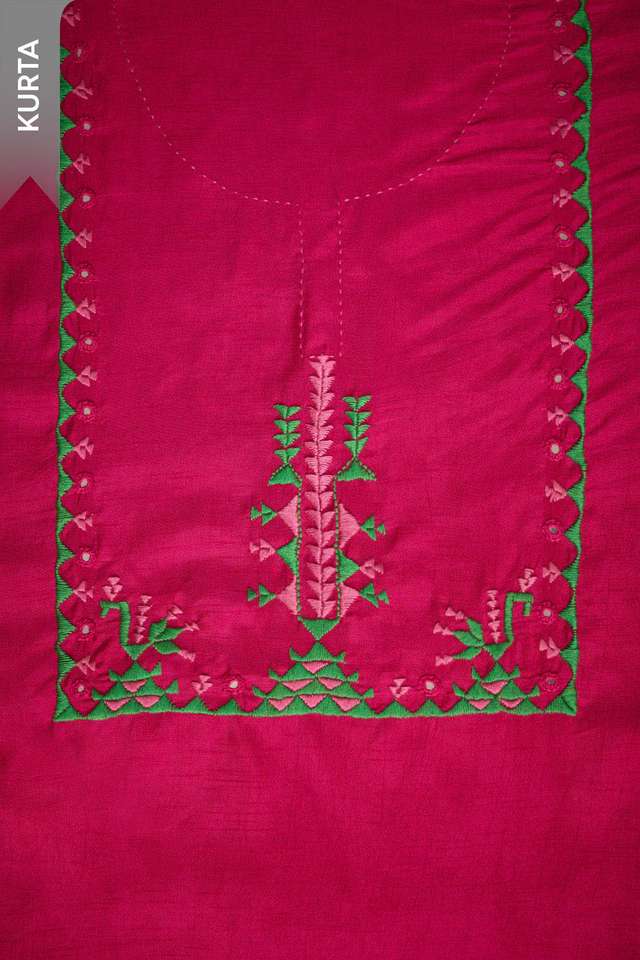 Dark Pink Pure Viscose Embroidered Unstitched Suit Set thumbnail image number null