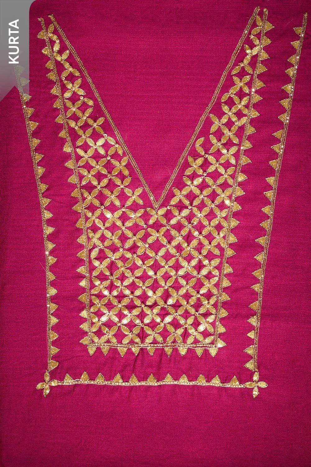 Pink Pure Silk Cotton Gota Patti Unstitched Suit Set image number null