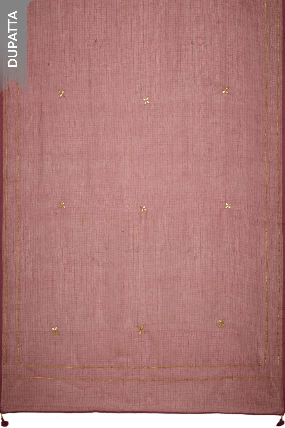 Pink Pure Silk Cotton Gota Patti Unstitched Suit Set image number null