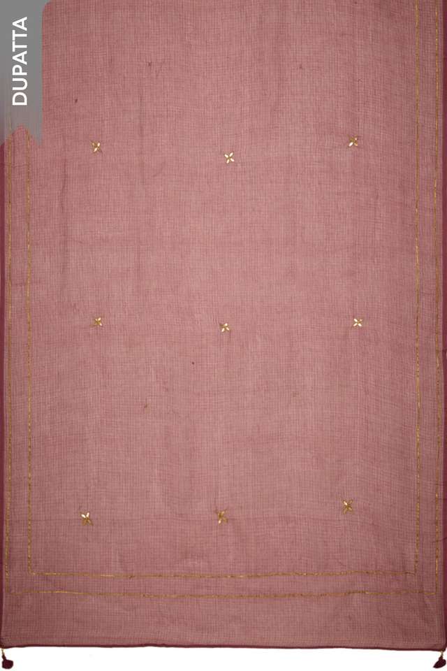 Pink Pure Silk Cotton Gota Patti Unstitched Suit Set thumbnail image number null
